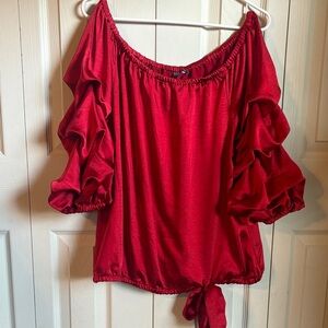 Vince Camuto Red Ruffle Sleeve Blouse